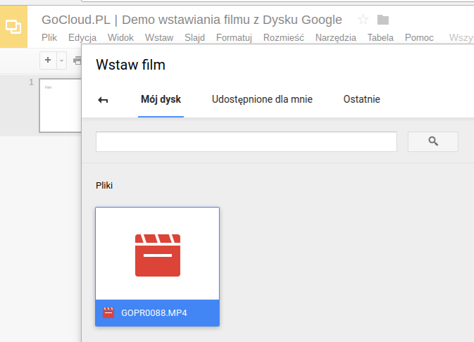 Gocloud Pl Wstawianie Plikow Wideo Z Dysku Google Do Prezentacji Google