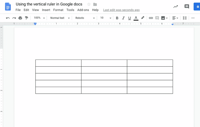 Vertical ruler in Google Docs